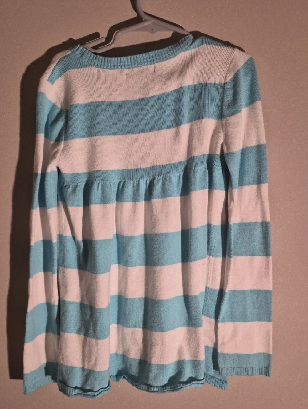 GAP White and Light Blue Striped Kids Sweater